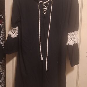 Black Dress with Lace-Up Detail